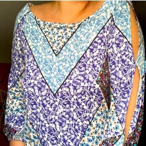 Rose & Olive Floral Pattern Off The Shoulder Blouse - Size M